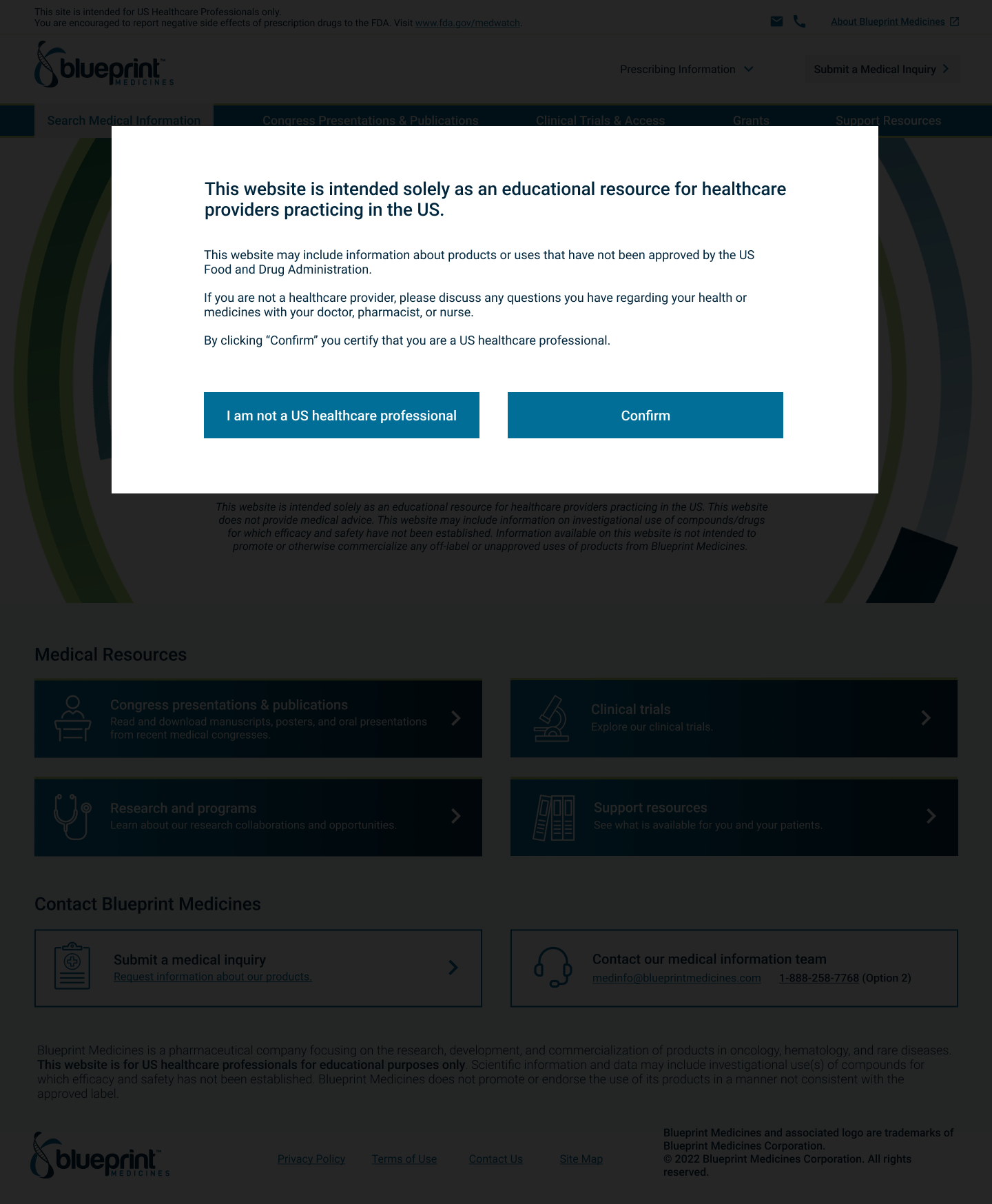 Blueprint Medicines Information Center Desktop Design 1